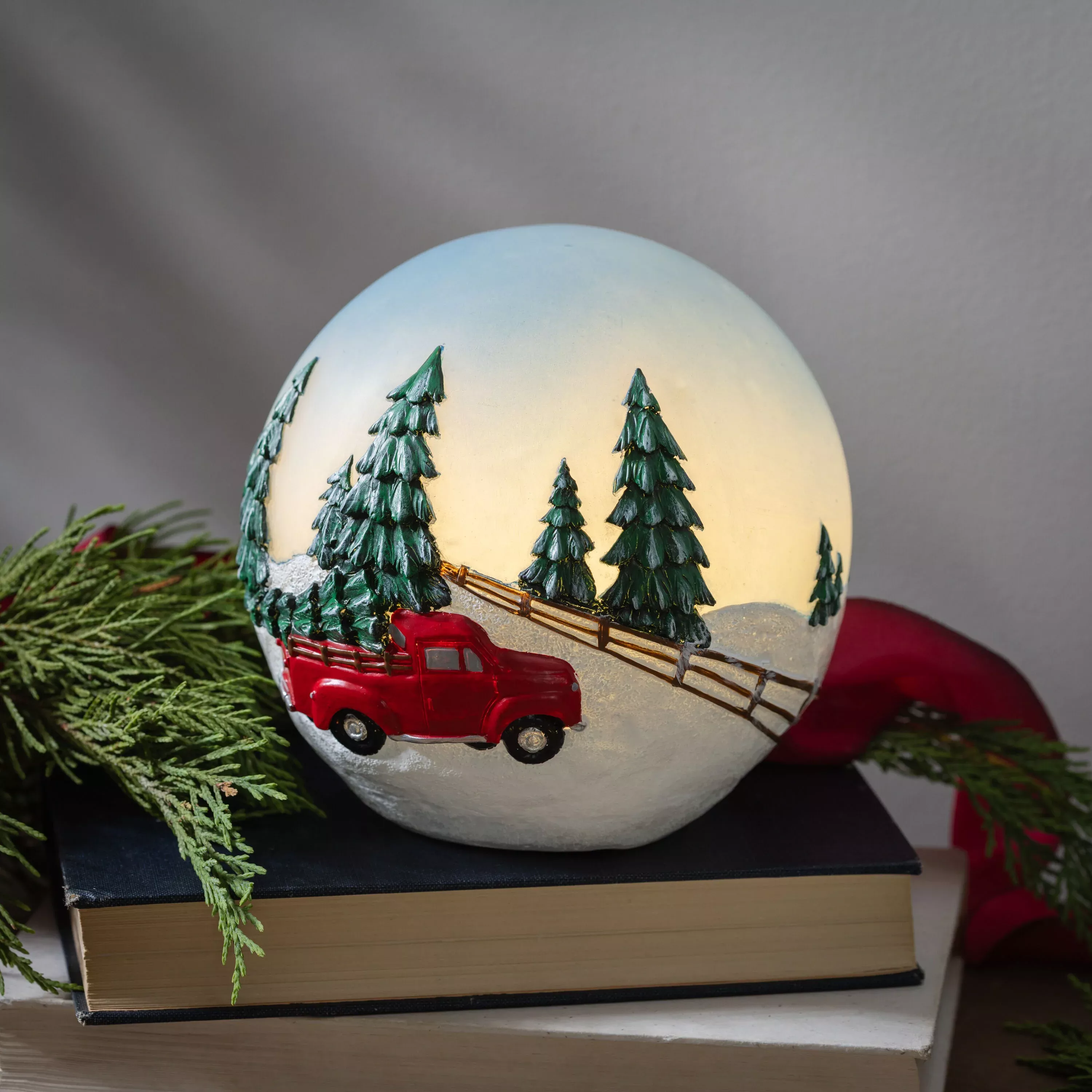 Holiday Red Truck Resin LED Globe