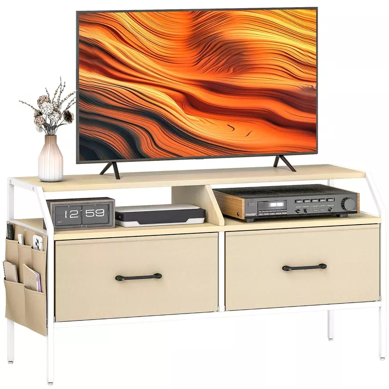 HOMCOM Tv Stand Cabinet With 2 Foldable Drawers