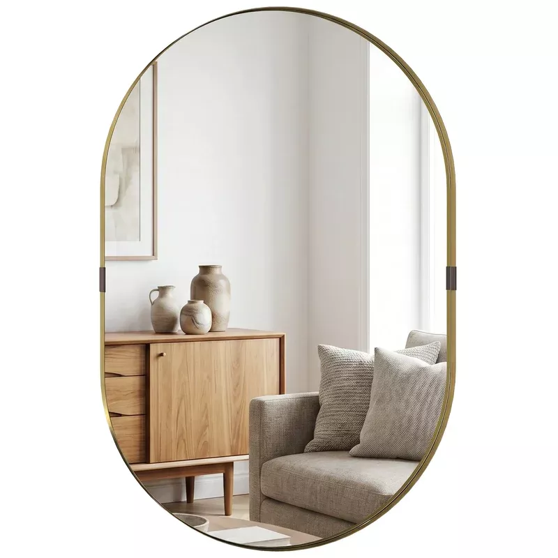 HOMCOM Wall Mirror With Elevated Aluminium Alloy Frame 60 X 90 Cm