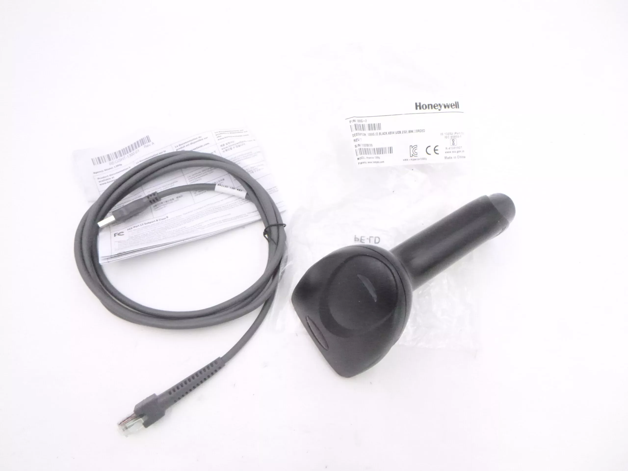 Honeywell 1300G USB Handheld Barcode Scanner ID KBW 232 IBM Corded Black