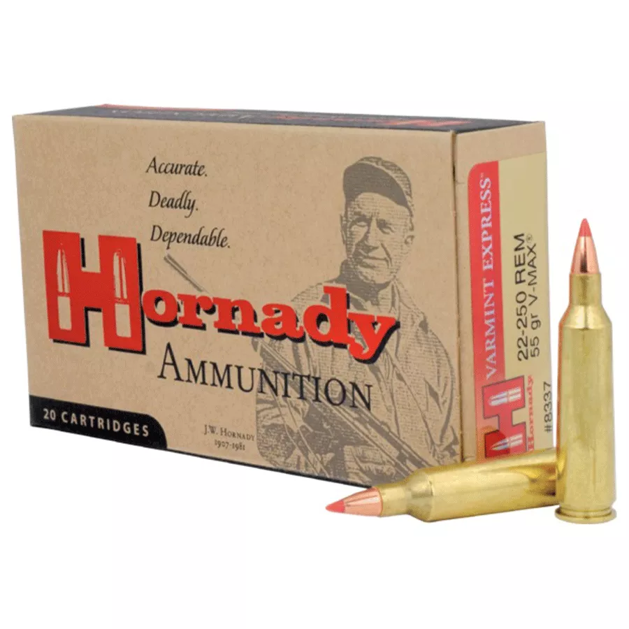 Hornady Varmint Express Ammunition 22-250 Remington 55 Grain V-Max Box of 20