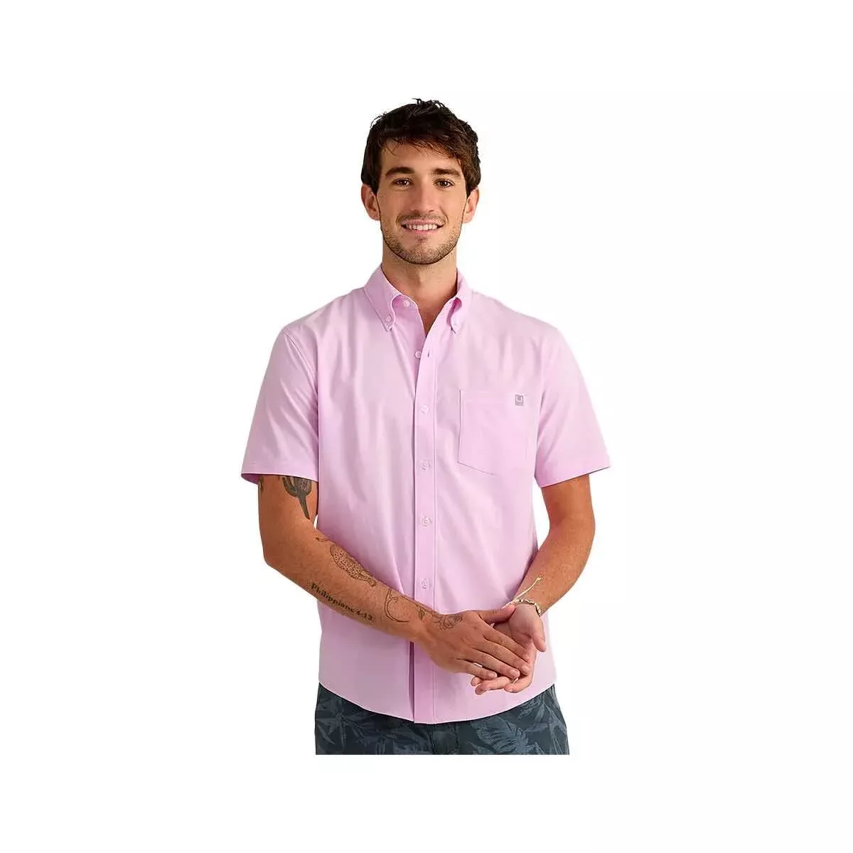 Huk Men's Kona Solid Short Sleeve Button-Up Shirt