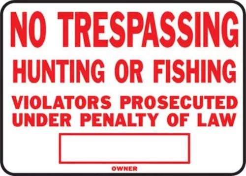Hy-Ko SS-5 No Trespass Aluminum Sign, Size 10" x 14"
