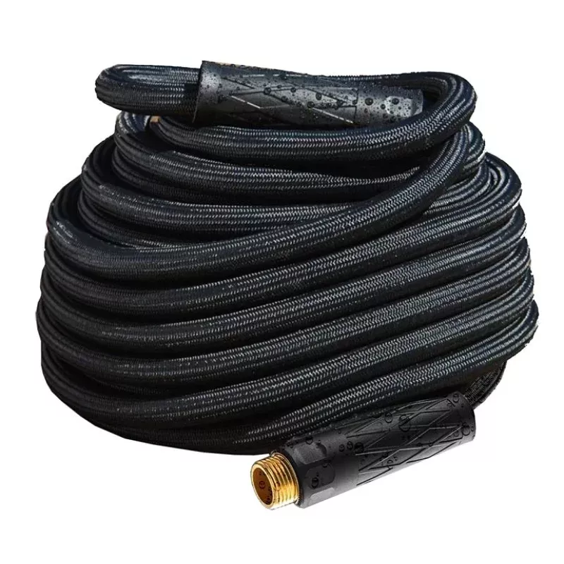 HydroSteel Pro 8586 Water Hose with Brass Nozzle, 3/8 in, 50 ft L, Rubber/Vinyl, Black