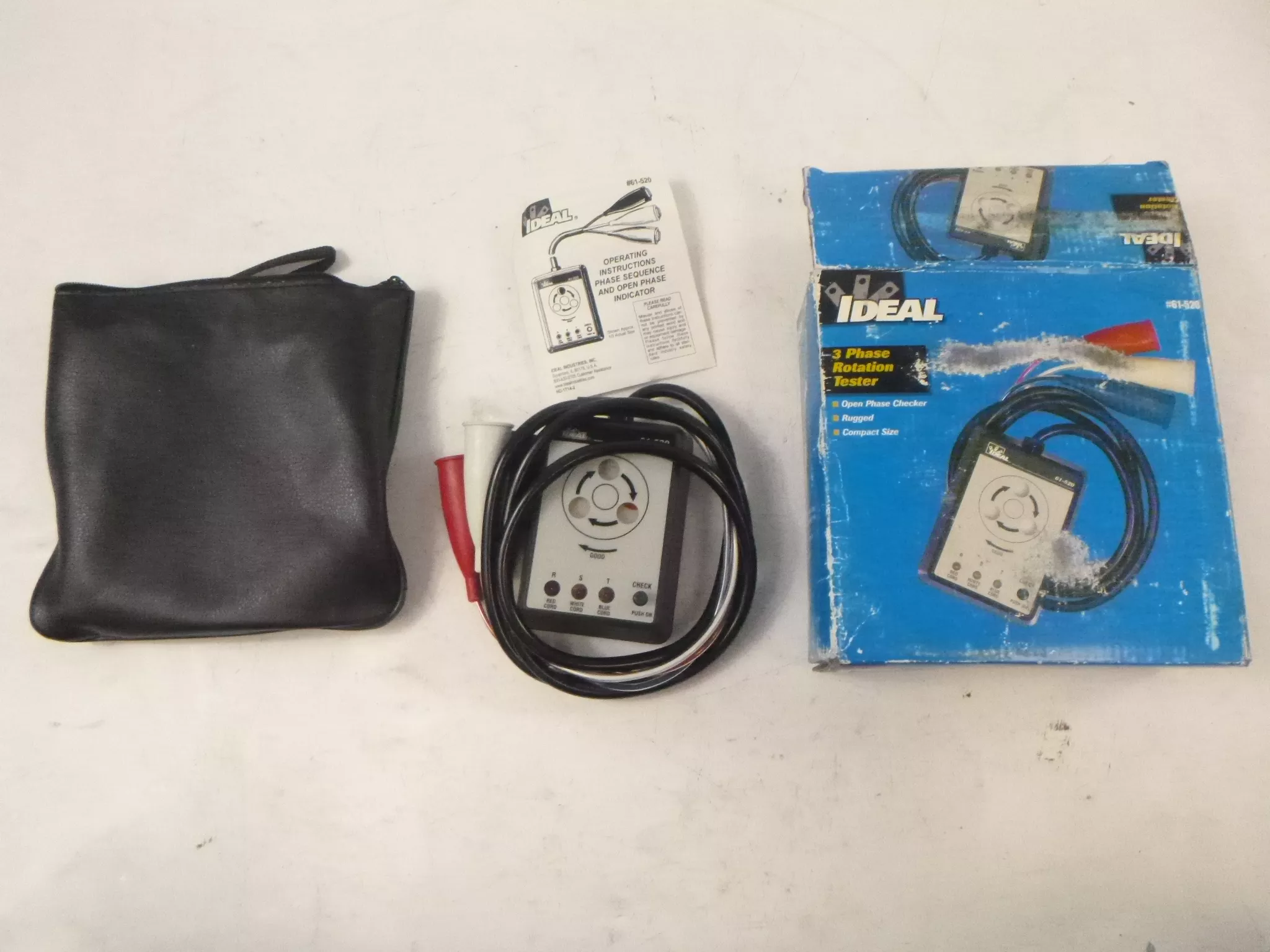 Ideal 3-Phase Rotation Tester 61-520 Open Phase Checker Rugged Compact Size