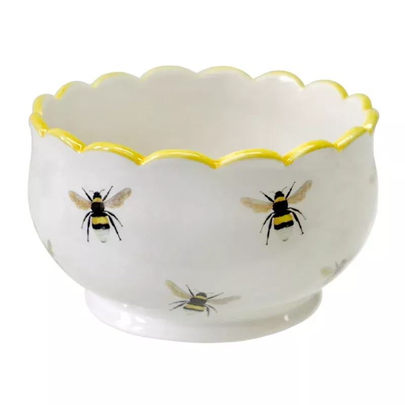 Indoor Bumble Bee Scalloped Ceramic Pot, 6"
