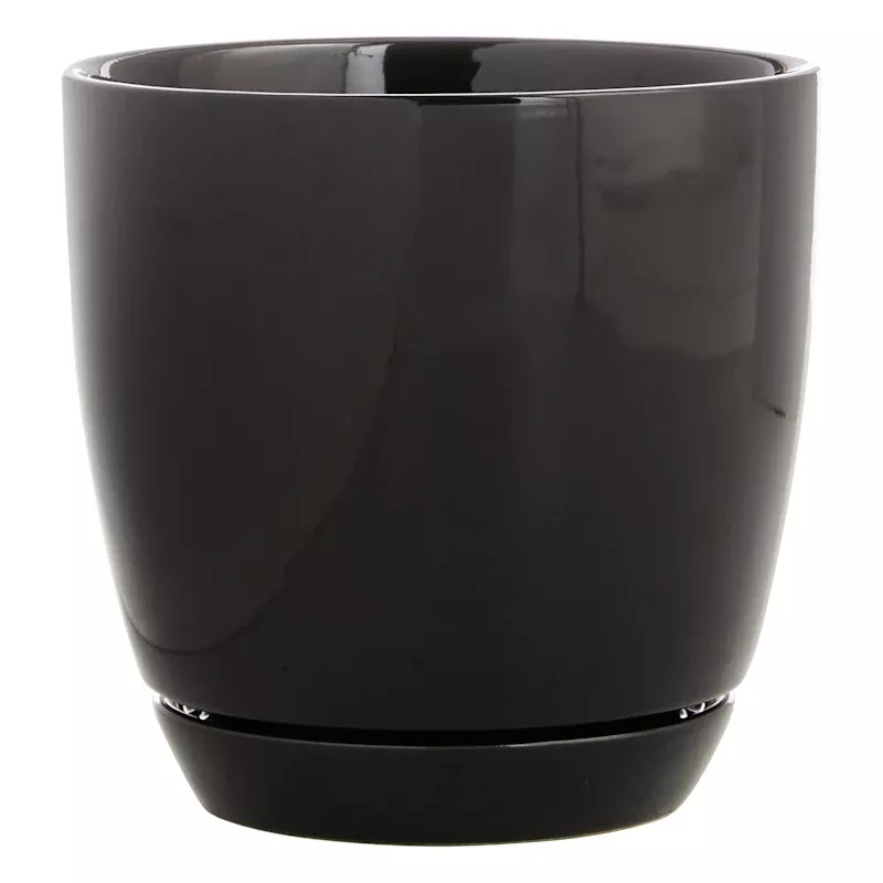 Indoor Elsie Black Stoneware Ceramic Pot, Medium