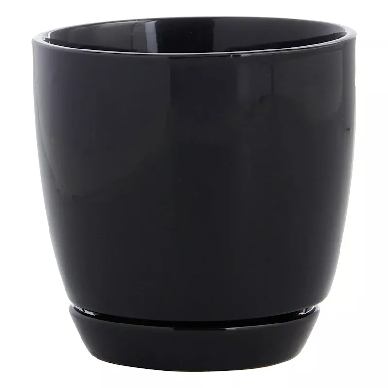 Indoor Elsie Black Stoneware Ceramic Pot, Small