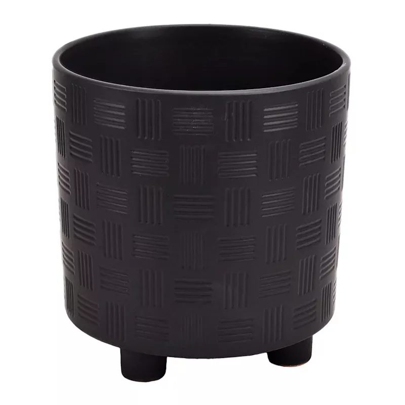 Indoor Mod Black Footed Ceramic Planter, Medium