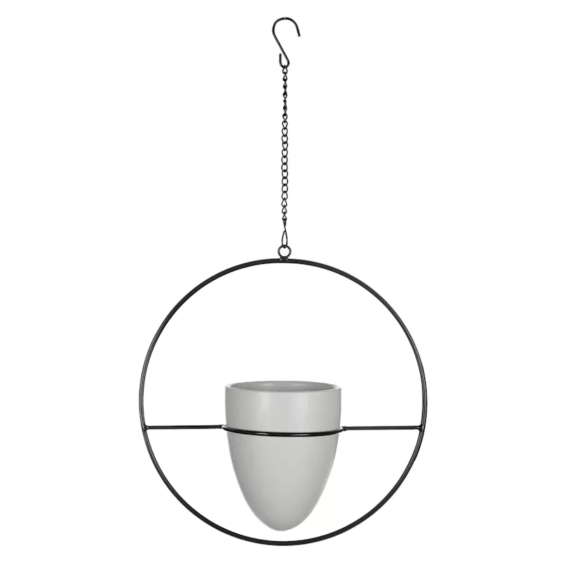 Indoor Winston Circle-Hanging White Pot, Medium