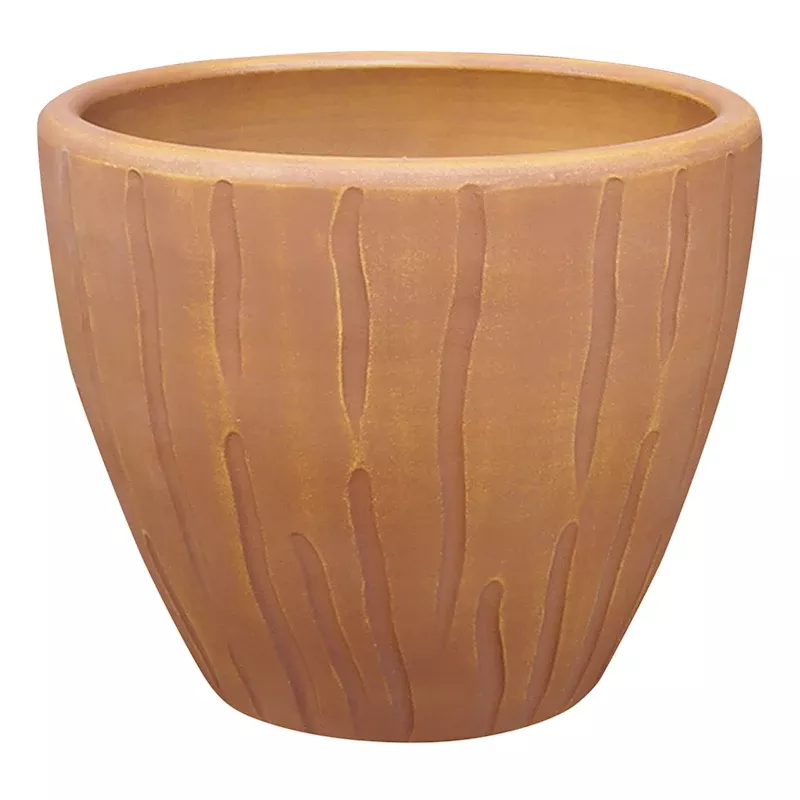 Indoor Wood-Look Clay Pot, Medium