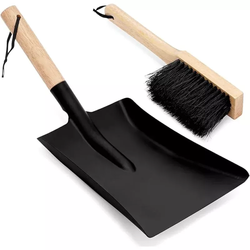 INNO STAGE Ash Shovel and Brush Set – Fireplace Tools Set Hearth Indoor Outdoor Modern Firepit Coal Shovel and Brush Kit Cleaning Tool Rust Resistant (7.3 * 16.7inch)