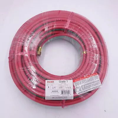 Inweld Twin Welding Hose Grade T 1/4″x100′ 100FT B&B b-b Fittings For Fuel Gas