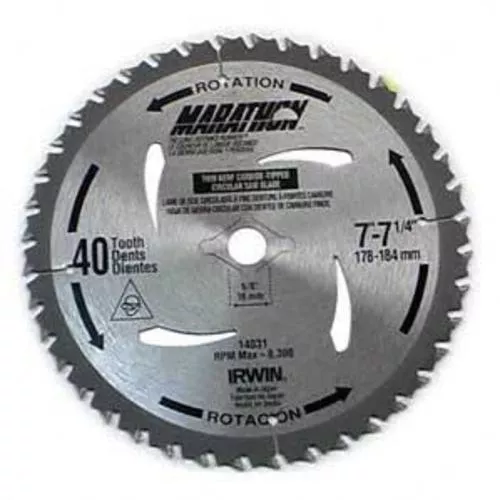 Irwin 14031 "Marathon" 40-TPI Carbide-Tipped Saw Blade 7-1/4"