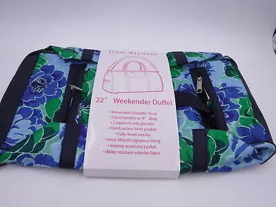 ISAAC MIZRAHI 22″ WEEKENDER DUFFLE BAG ROSE PATTERN Blue & Green
