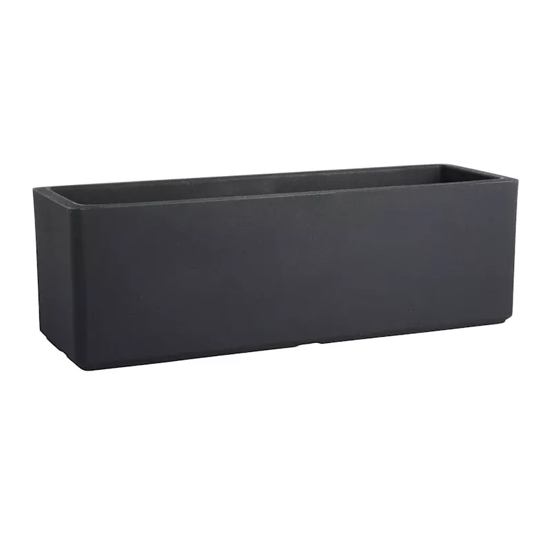 Japi Black Flat Outdoor Window Box Planter, Large