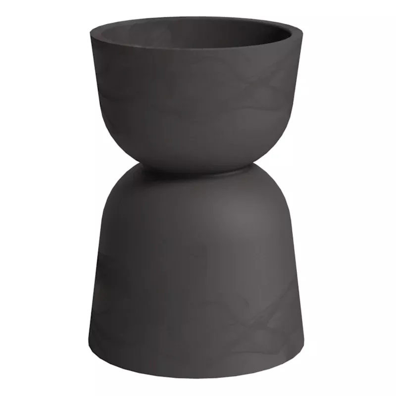 Japi Dark Grey Slate Reverse Cement Outdoor Planter, Large