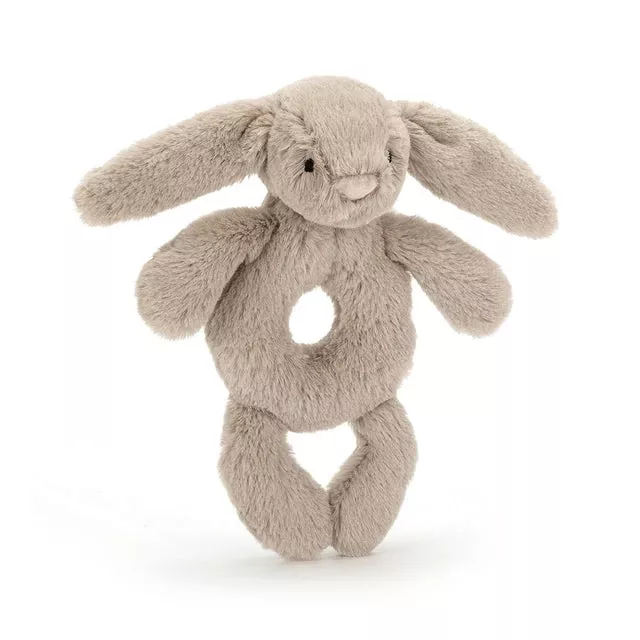 Jellycat - Bashful Bunny Ring Rattle Plush Toy, Beige