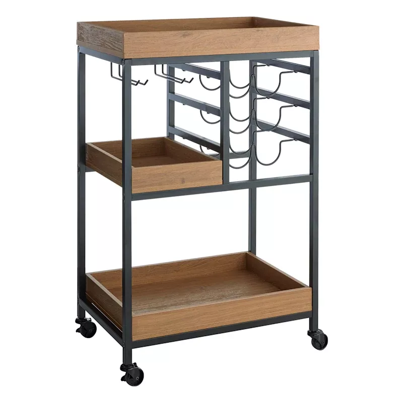 Jessie Wooden Tray Top Bar Cart