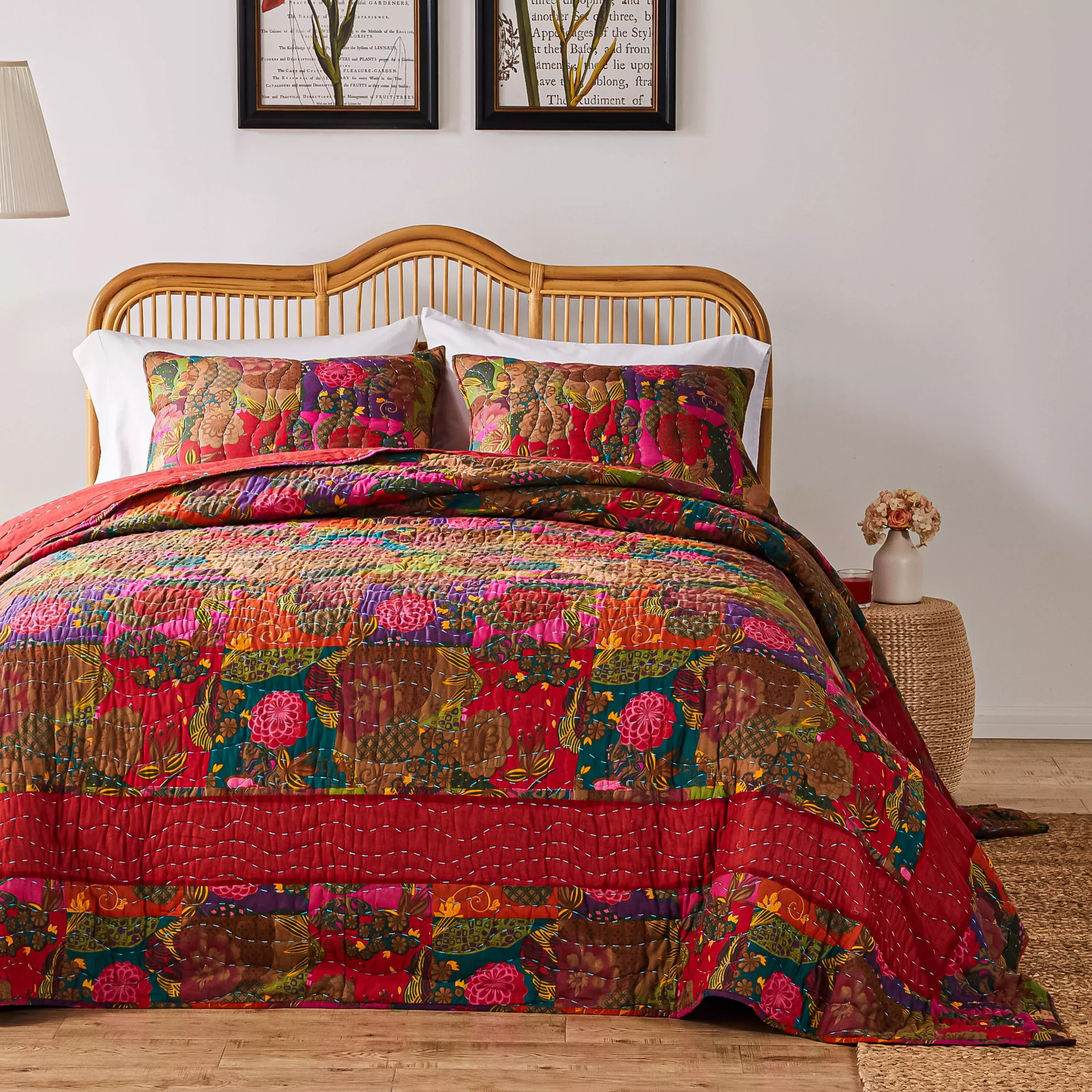 Jewel Bedspread Set, Red