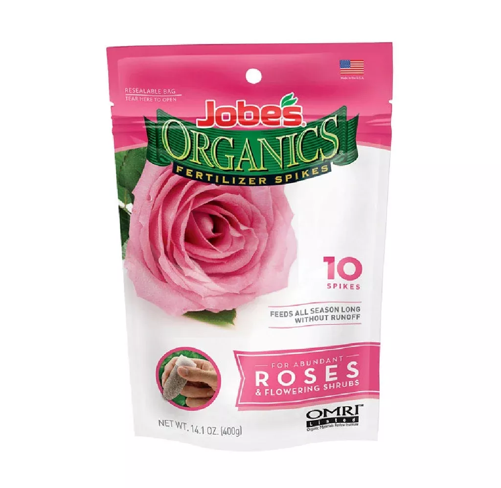 Jobes 04128 Organic Rose & Flowering Shrubs Fertilizer Spikes, 3-5-3