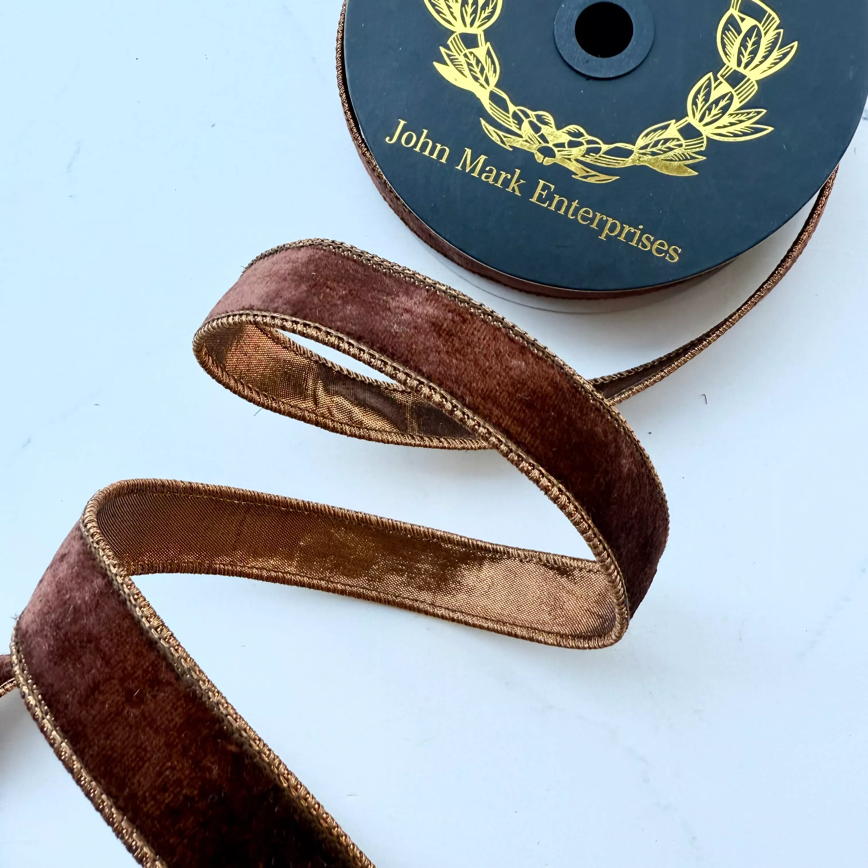 John Mark's - Velvet & Dupion Ribbon, 1" Dark Brown