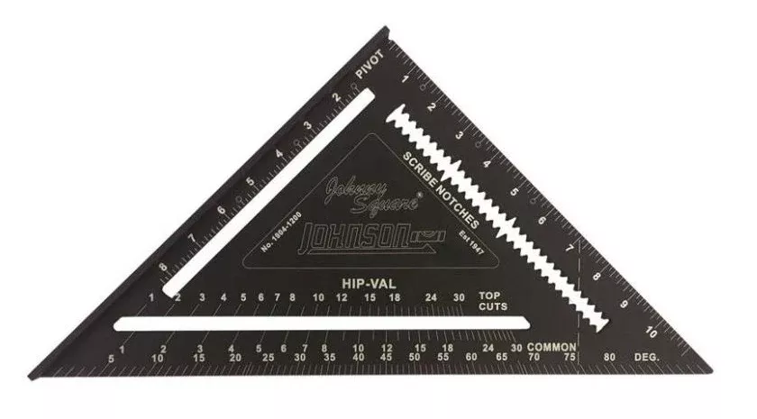 Johnson 1904-1200 Johnny Square Professional Easy-Read Aluminum Rafter Square, 12"