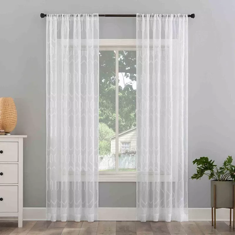 Kailey White Sheer Curtain Panel, 84"