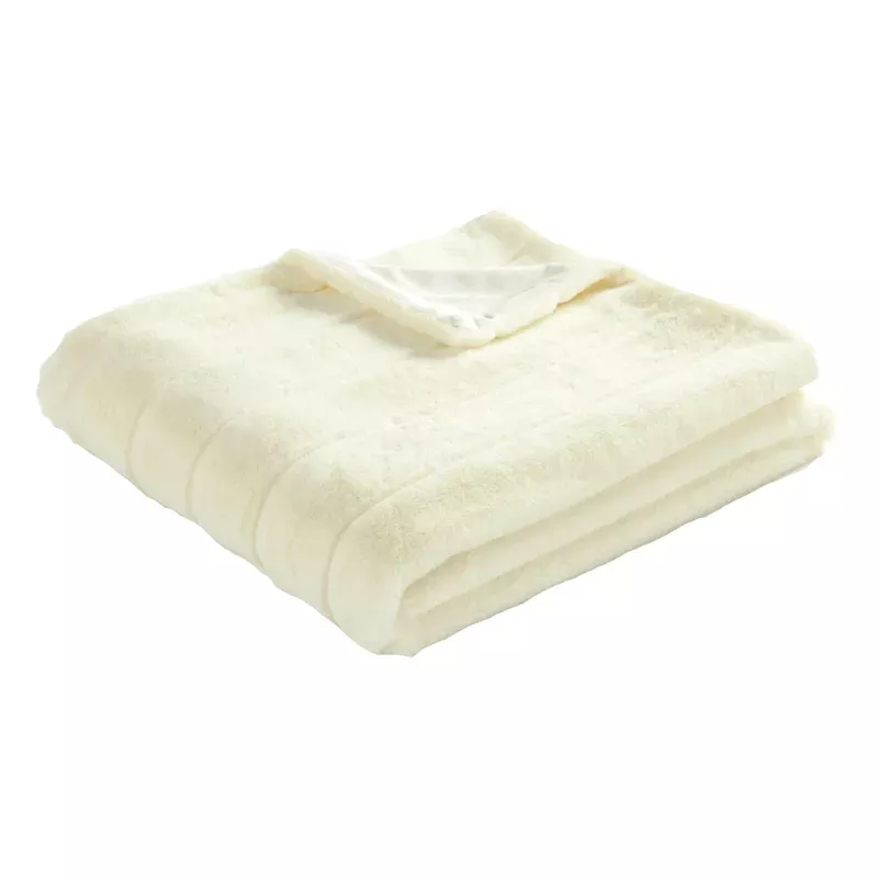 Kate White Faux Fur Throw Blanket, 50x60