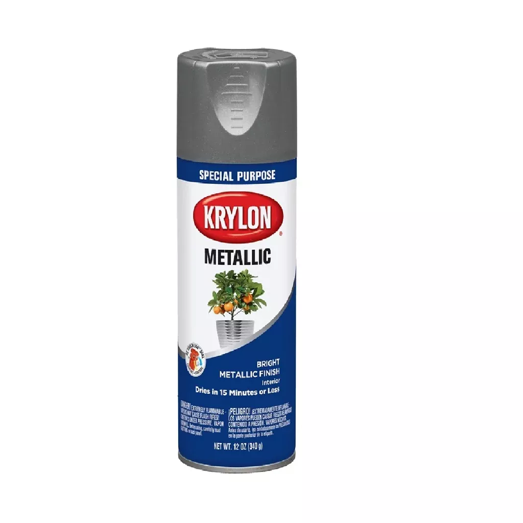 Krylon K01403 Metallic Enamel Spray Paint, 12 Oz, Dull Aluminum