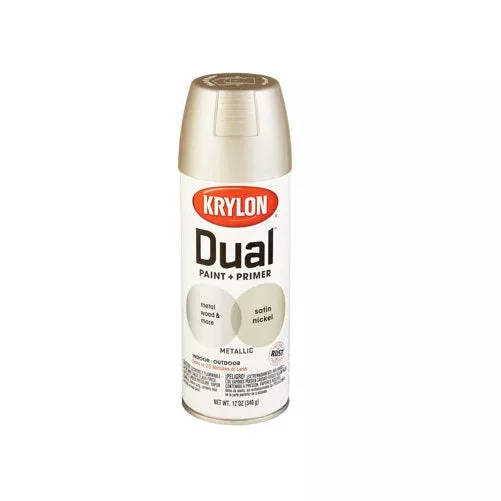 Krylon K08848000 Dual Paint & Primer Spray Paint, 12 Oz, Satin Nickel