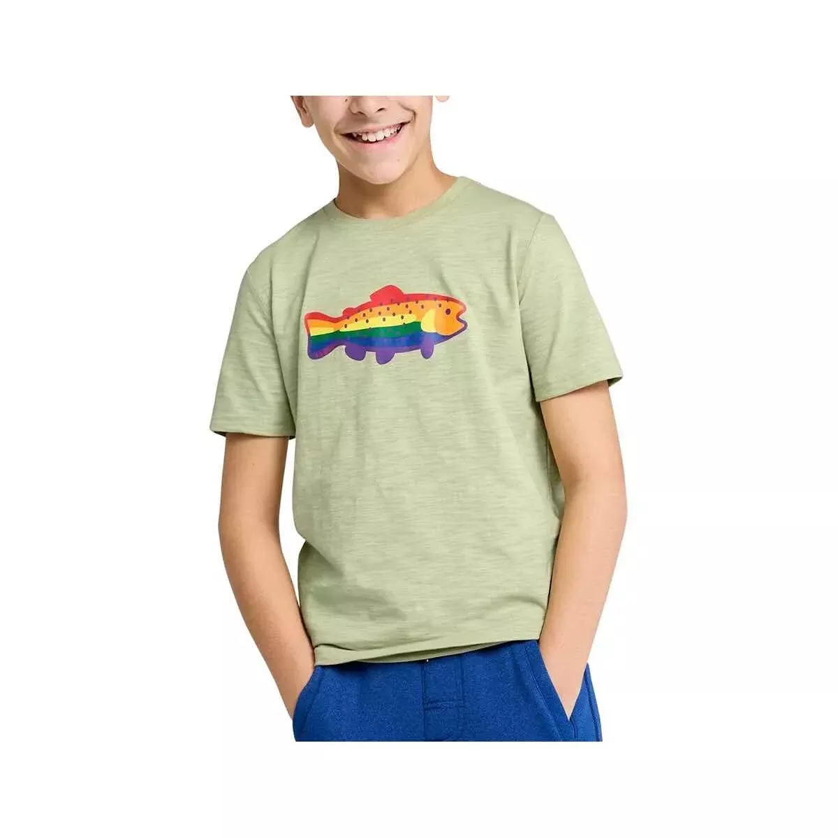 L.L.Bean Kids' Rainbow Trout Glow-in-the-Dark Short Sleeve Graphic T-Shirt