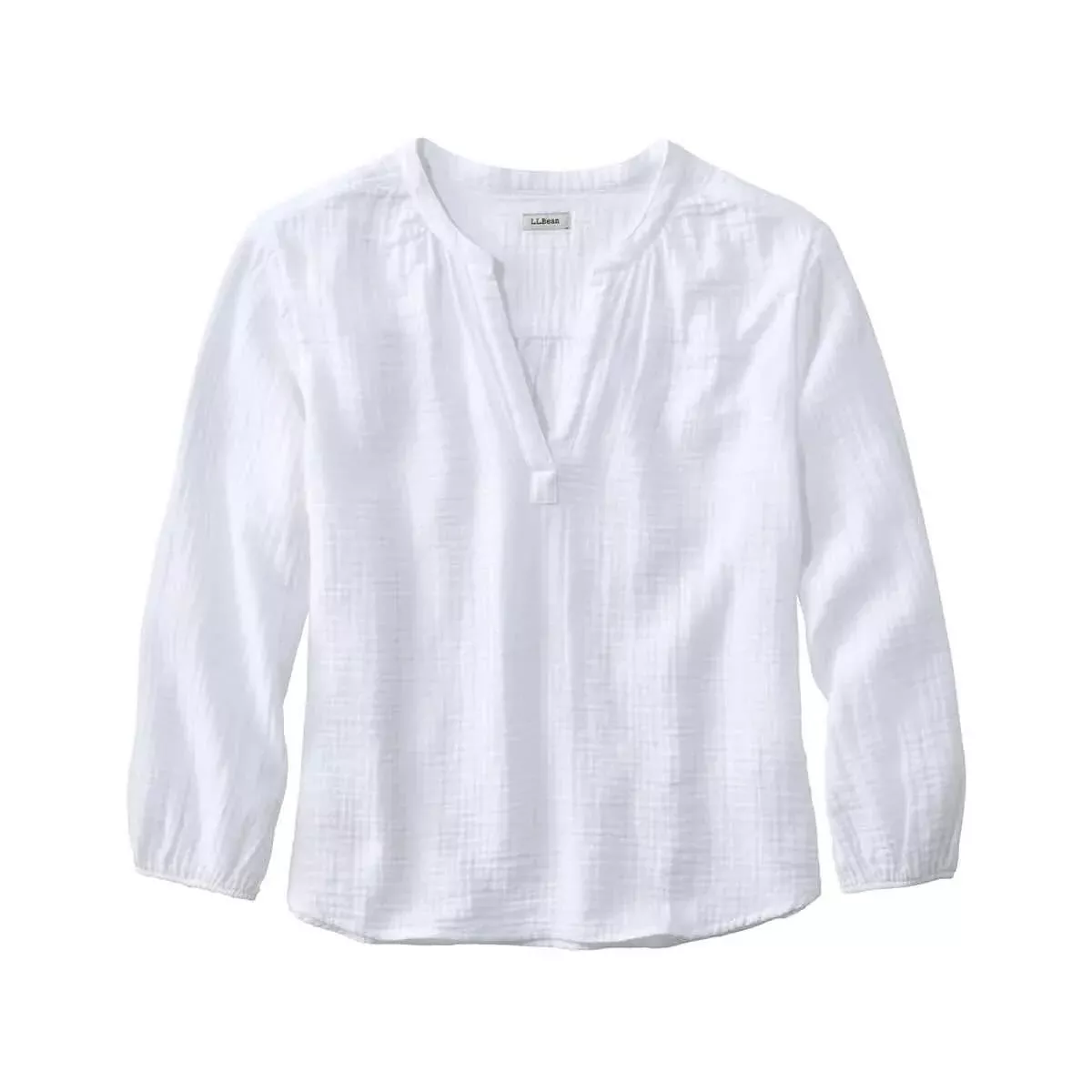 L.L.Bean Women's Cloud Gauze Splitneck Popover 3/4 Sleeve Shirt