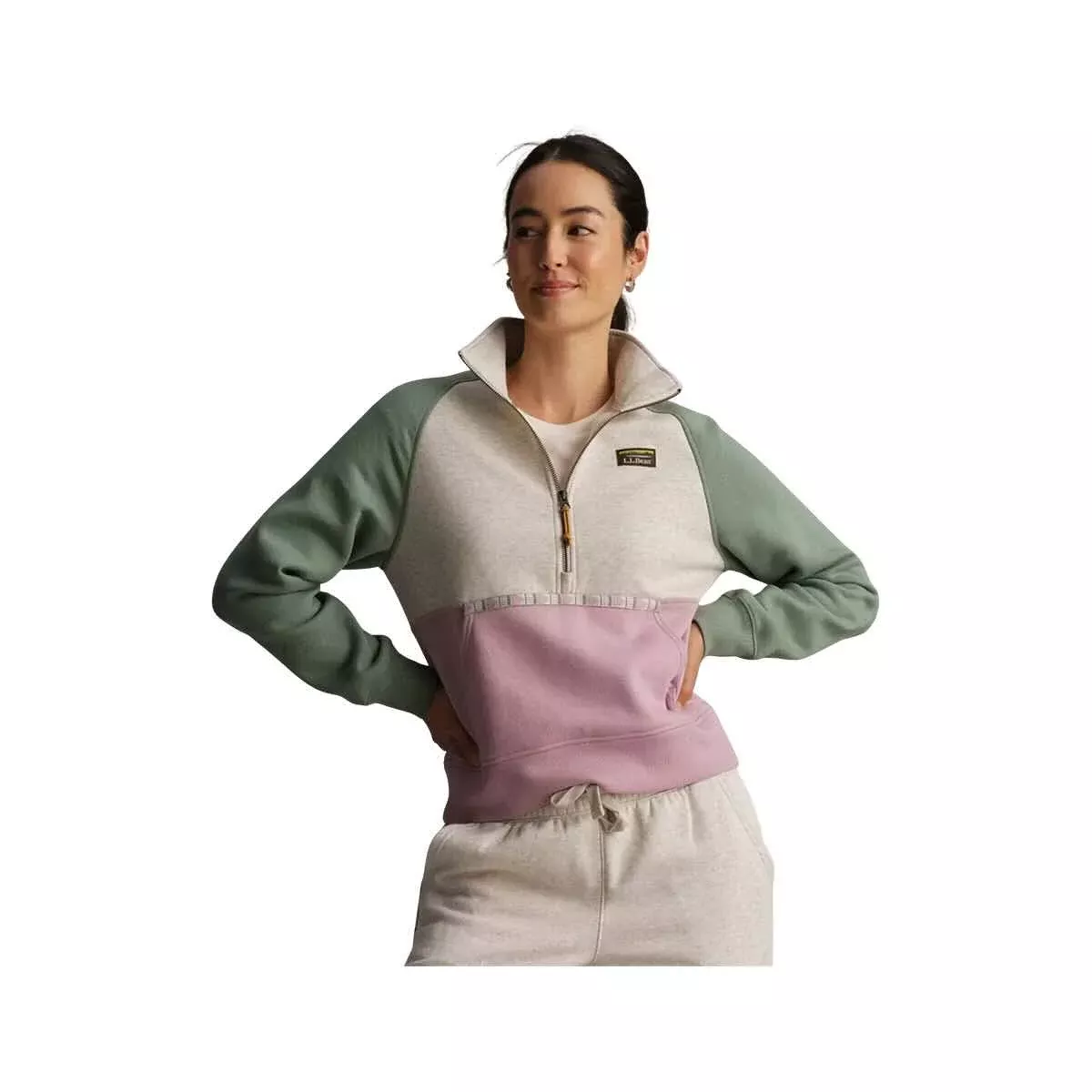 L.L.Bean Women's Mountain Classic Half-Zip Colorblock Sweatshirt
