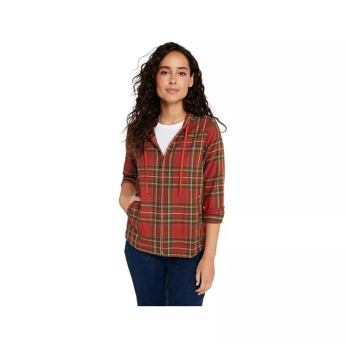 L.L.Bean Women's Scotch Plaid Relaxed Zip Hoodie