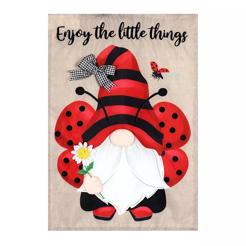 Ladybug Gnome Garden Flag, 18"