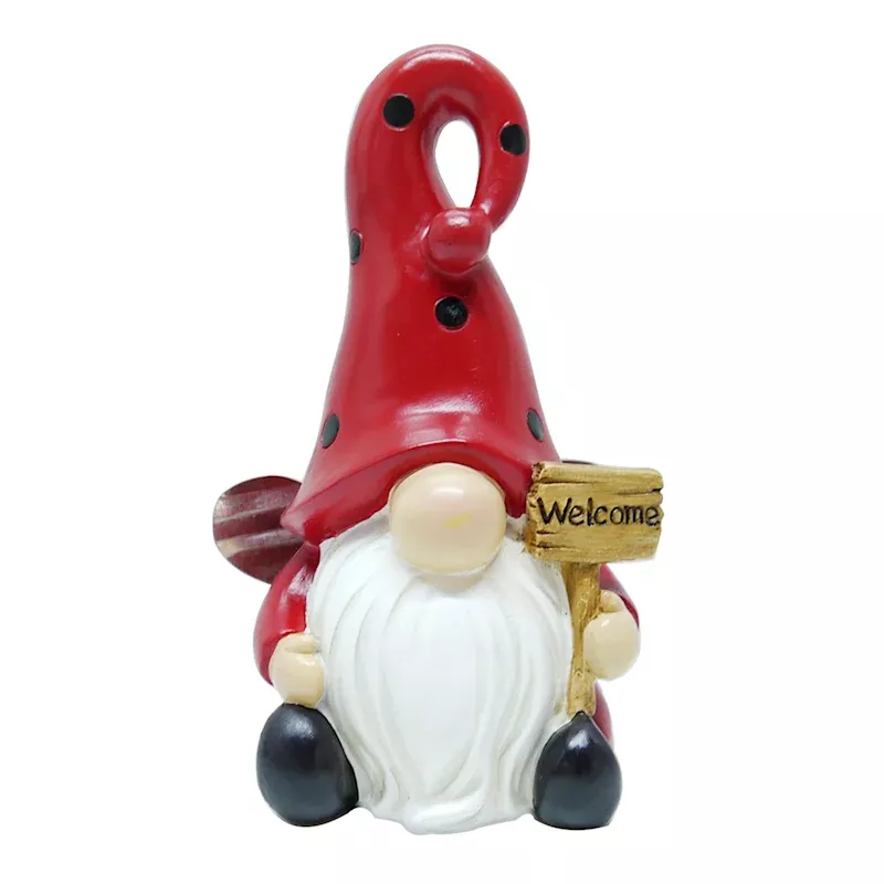 Ladybug Gnome Outdoor Garden Statue, 8"