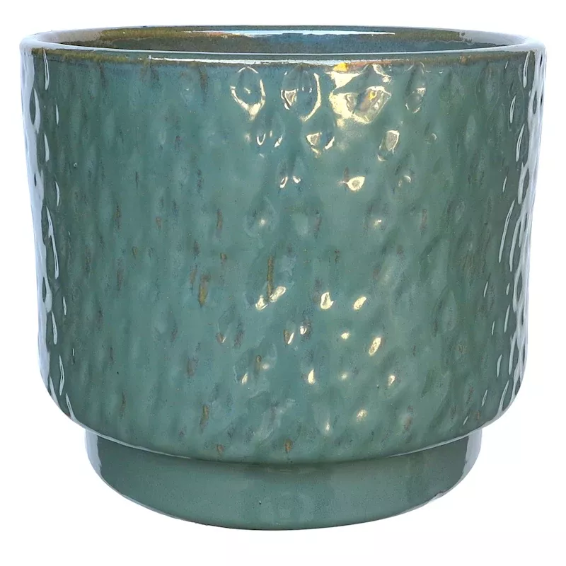 Lake Blue Dimpled Ceramic Outdoor Planter, Large