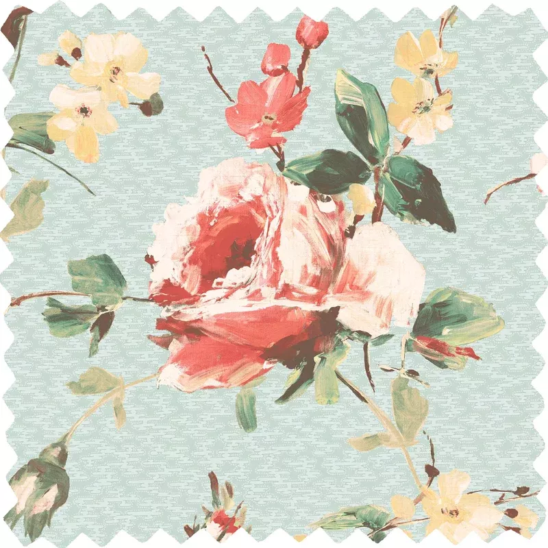 Lancashire Rose Duck Egg Linen Fabric