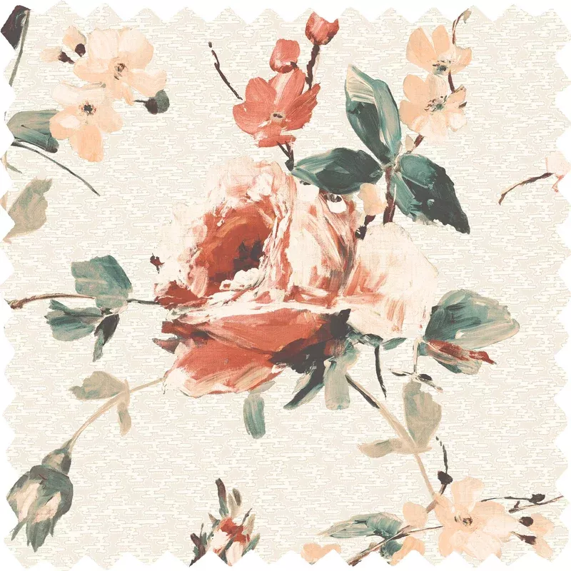 Lancashire Rose Rust Linen Fabric