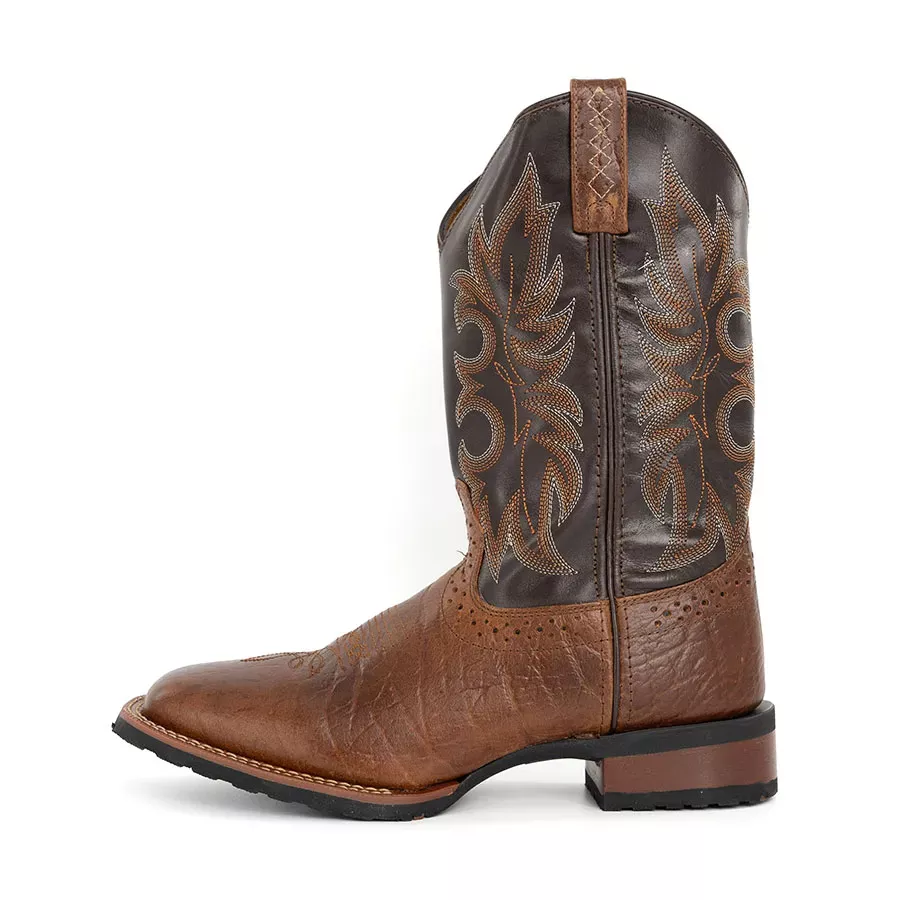 Laredo Men's Broken Bow Broad Square Toe Leather Boots - Rust