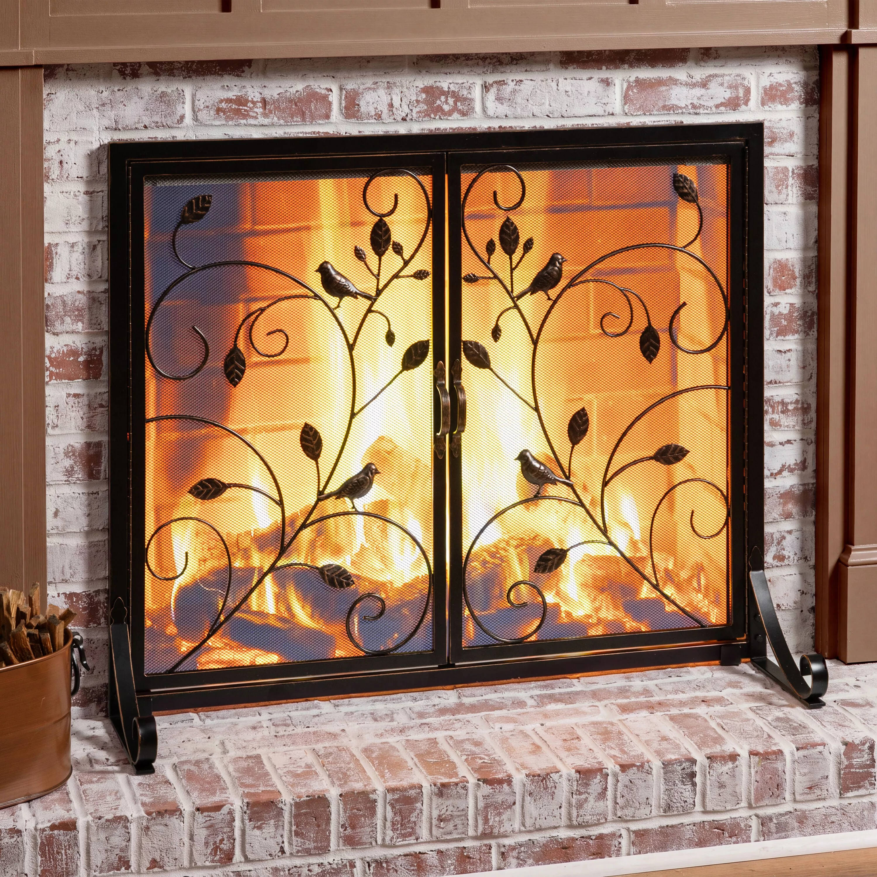 Large Bird and Leaf Firescreen