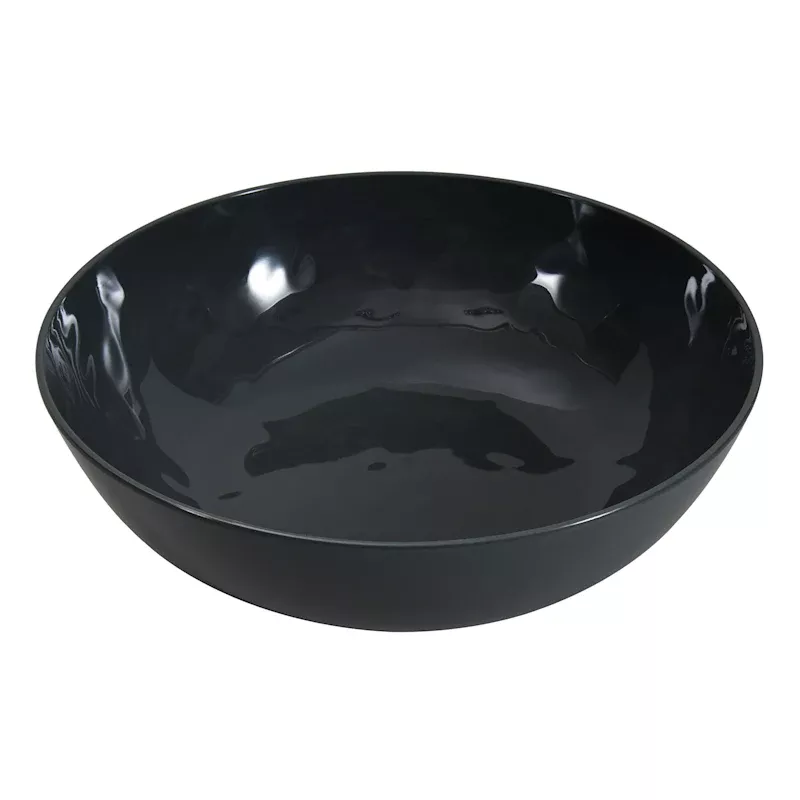 Large Embossed Melamine Serving Bowl, Light Grey