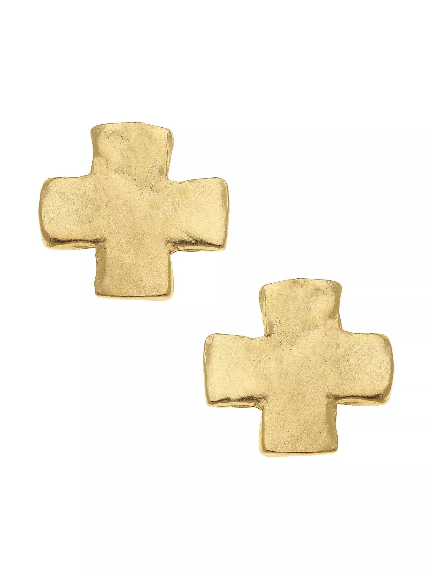 Large Gold Square Cross Studs