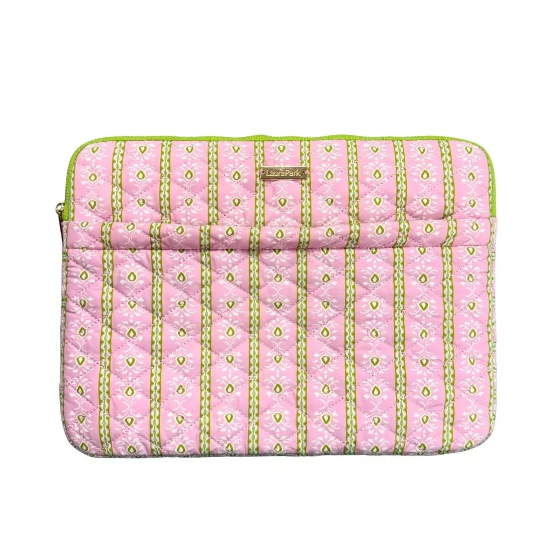 Laura Park Designs - Quilted Laptop Case, Rosemary Stripe Pink