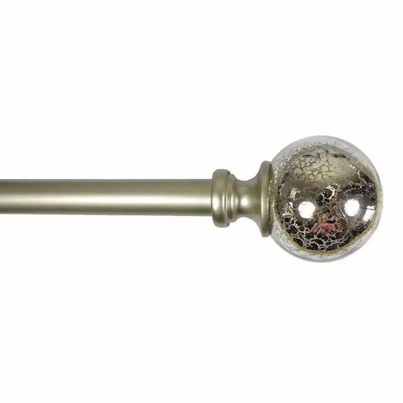 Laurel 3/4" Nickel Mercury Glass Ball Curtain Rod, 28-48"