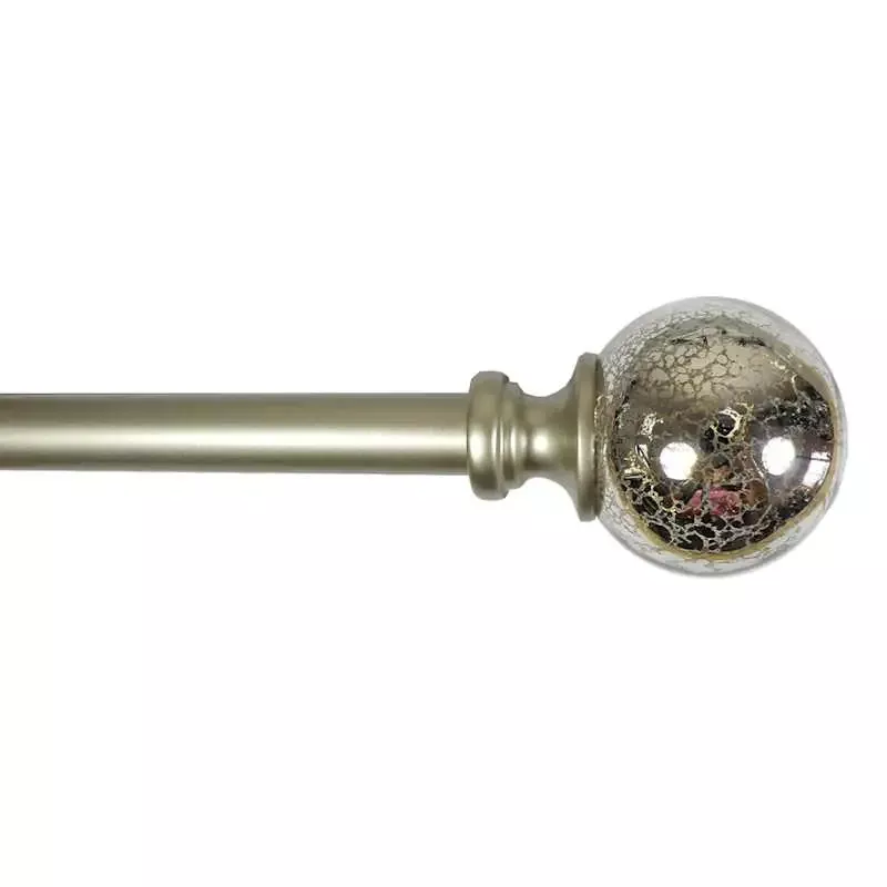 Laurel 3/4" Nickel Mercury Glass Ball Curtain Rod, 48-84"
