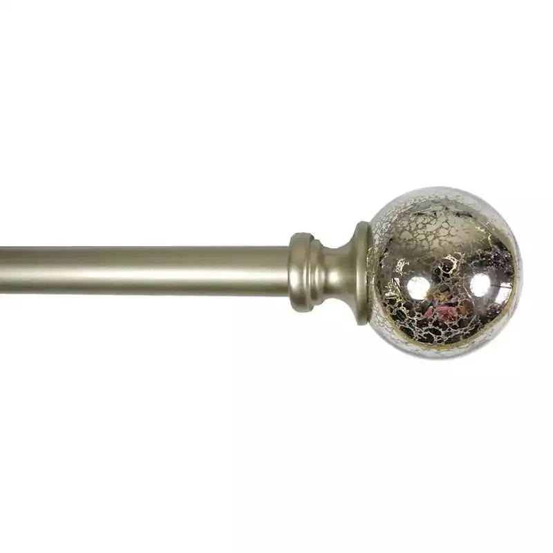 Laurel 3/4" Nickel Mercury Glass Ball Curtain Rod, 84-120"