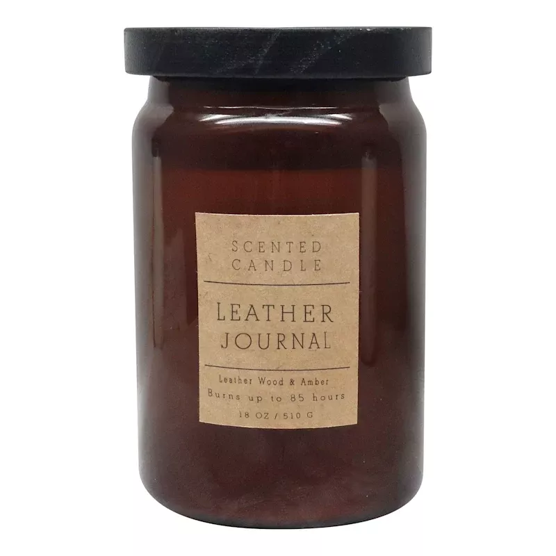 Leather Journal Scented Jar Candle, 18oz