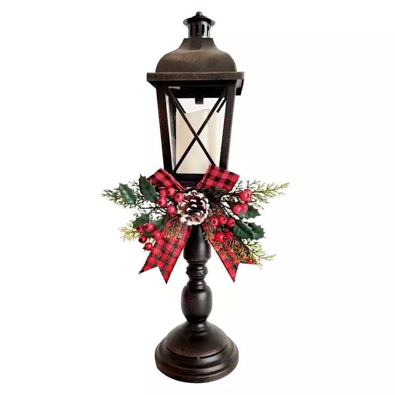 LED Metal Lamp Post with Lantern, 23"